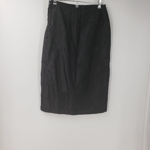 FRENCH CONNECTION women's 6 black embellished silk skirt - Picture 2 of 6